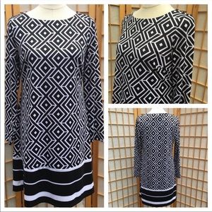I.N.C Black & White Print Dress SZ PL